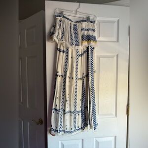 Free People Wild Romance Embroidered Strapless Midi Dress